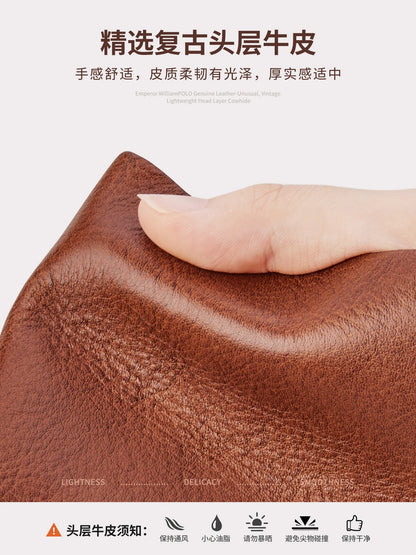 Men's Wallet 2025 New Style Vintage Top Grain Leather Ultra-Thin Card Holder Anti-Theft Anti-Scratch Anti-De-Magnetization Card