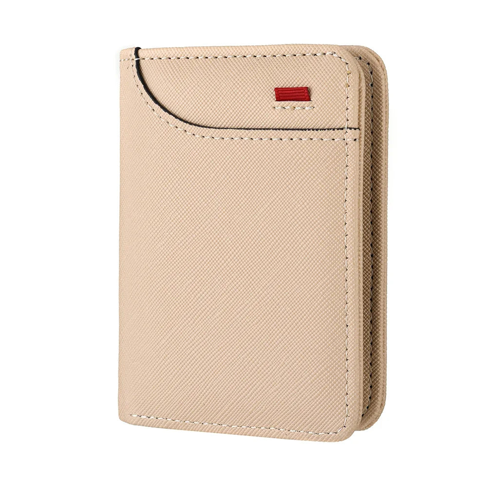 Men Slim Bifold Wallet PU Leather Short Vertical Card Holder Minimalist Multi Card Slots Cash Pocket Portable Purse Wallet