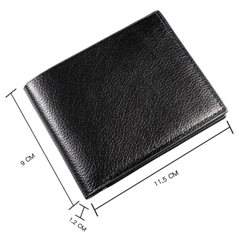 Men's Wallet Genuine Leather Men Wallets Premium Product Real Cowhide Wallets for Man Short Black Wallets Portefeuille Homme