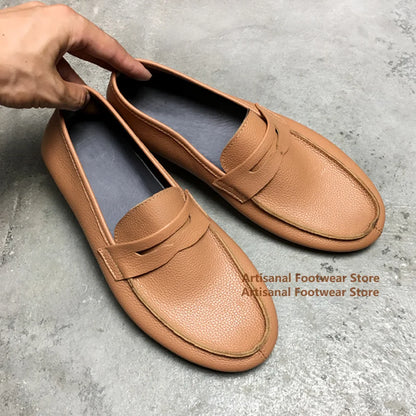 Flat Loafers Soft Leather Soft Sole Slip On Leather Casual Shoes for Men Breathable Comfortable Office Dress Shoes Men Shoes