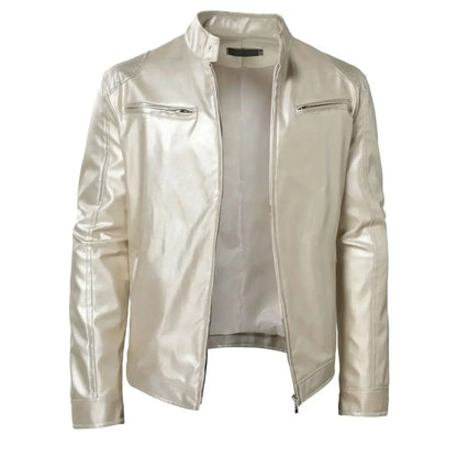 2026 Leather Motorcycle Jacket Men Stand Collar Casual Slim Short-Coat PU Jacket Autumn Winter Windproof Leather Coat Blazer Men