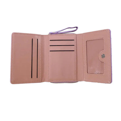 PU Leather Tri-Fold Wallet for Women Embroidery Multiple Card Slots Purse with Coin Pocket Minimalist Cash Card Holder