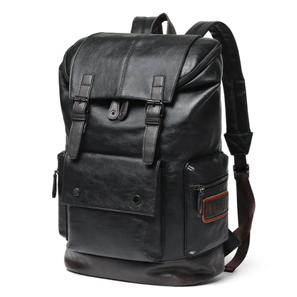 Men's Large Leather Antitheft Travel Backpack Laptop Bags Men Black Pu Bagpack Boy Big Capacity School Male Business 가방 mochilas