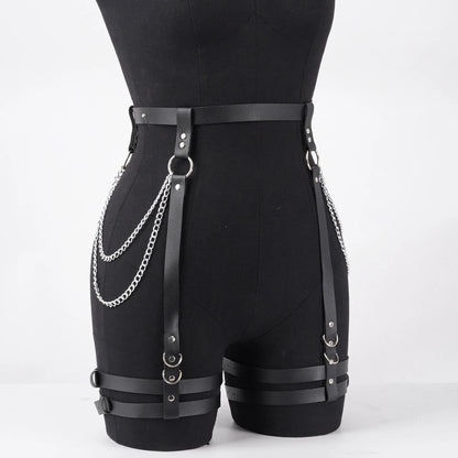 Women's Fashion PU Leather Belt Thigh Garter Tassel Chain Suitable for Daily, Holiday Party Dress Matching Accessories