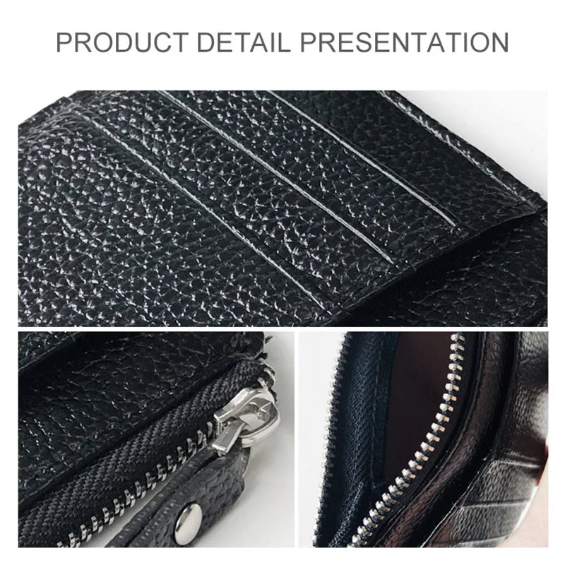 Men's Slim PU Leather Wallet Male Card Holder Mini Zipper Coin Purse Luxury Brand Designer Small Minimalist Wallet for Men