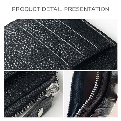 Men's Slim PU Leather Wallet Male Card Holder Mini Zipper Coin Purse Luxury Brand Designer Small Minimalist Wallet for Men