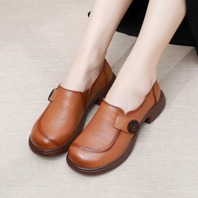 Genuine leather loafers women  comfortable gray shoes low heels luxury ladies court shoes slip on moccasins elegant dress flats