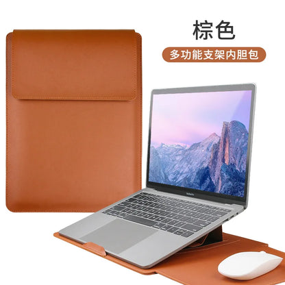 Custom Name Leather 14 Inch Laptop Bag Set Large Capacity Mouse USB Storage Bag Business Computer Stand Waterproof Briefcase