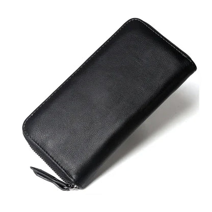 Fashion Men's High Quality Pu Leather  Long Wallet Mobile Phone Card Clip Coin Purse Pattern Plaid Wallet Large Capacity