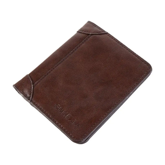 Simple Leather 2 Fold Wallets Solid Color Soft Men's Short Wallet Credit Card Case Urban Recreational Style Pocket Purse Outdoor