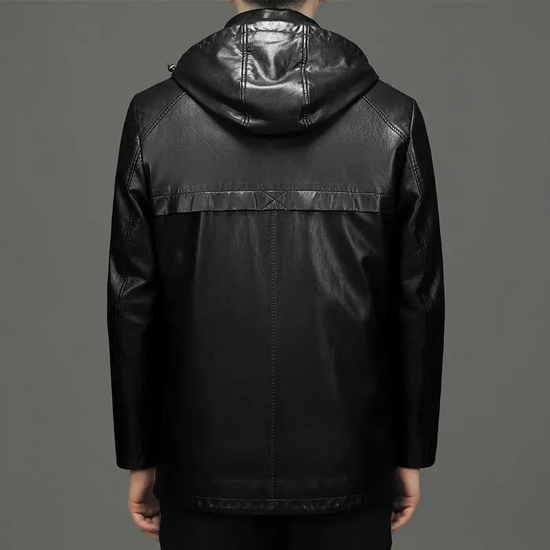 Men's Genuine Leather Jacket Hooded Down Jacket Coat Man Sheepskin Coat Windbreaker Male Winter Puffer Jacket Men Duck Down Coat