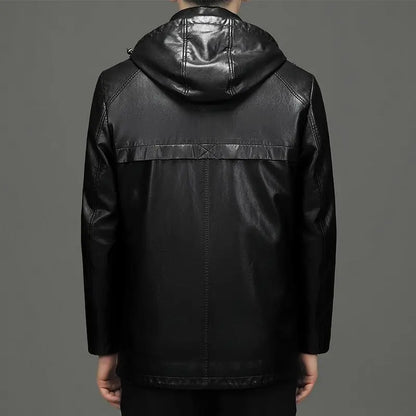 Men's Genuine Leather Jacket Hooded Down Jacket Coat Man Sheepskin Coat Windbreaker Male Winter Puffer Jacket Men Duck Down Coat