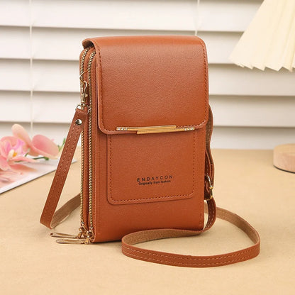Women Crossbody Shoulder Bags Wallets Touch Screen Cell Phone Purse Soft Leather Strap Handbag for Female Luxury Messenger Bags