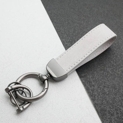 Leather Car Keychain, High-End Car Metal Key, Suede Pendant, Leather Ornament Metal Car Keychain Ring Accessories