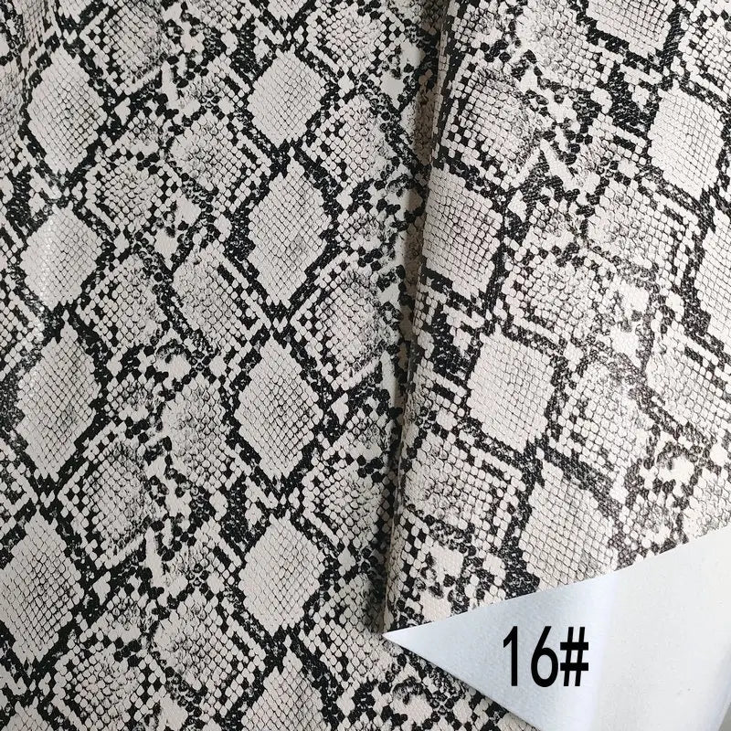 PU Snakeskin Faux Leather Fabric Roll No Adhesive for Bag Belt Headboard Sofa Upholstery Artificial Leather Animal