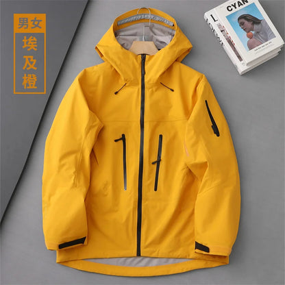 Outdoor Hard Shell Jacket Men Mountaineering Skiing Camping Cycling Jogging Hooded Breathable Waterproof Coat Quality Sportswear
