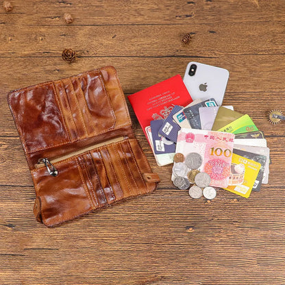 Genuine Leather Wallet Men High Capacity Male Long Money Bag Bifold Purse Phone Pocket Multi-card Ticket Clip Card Holder New