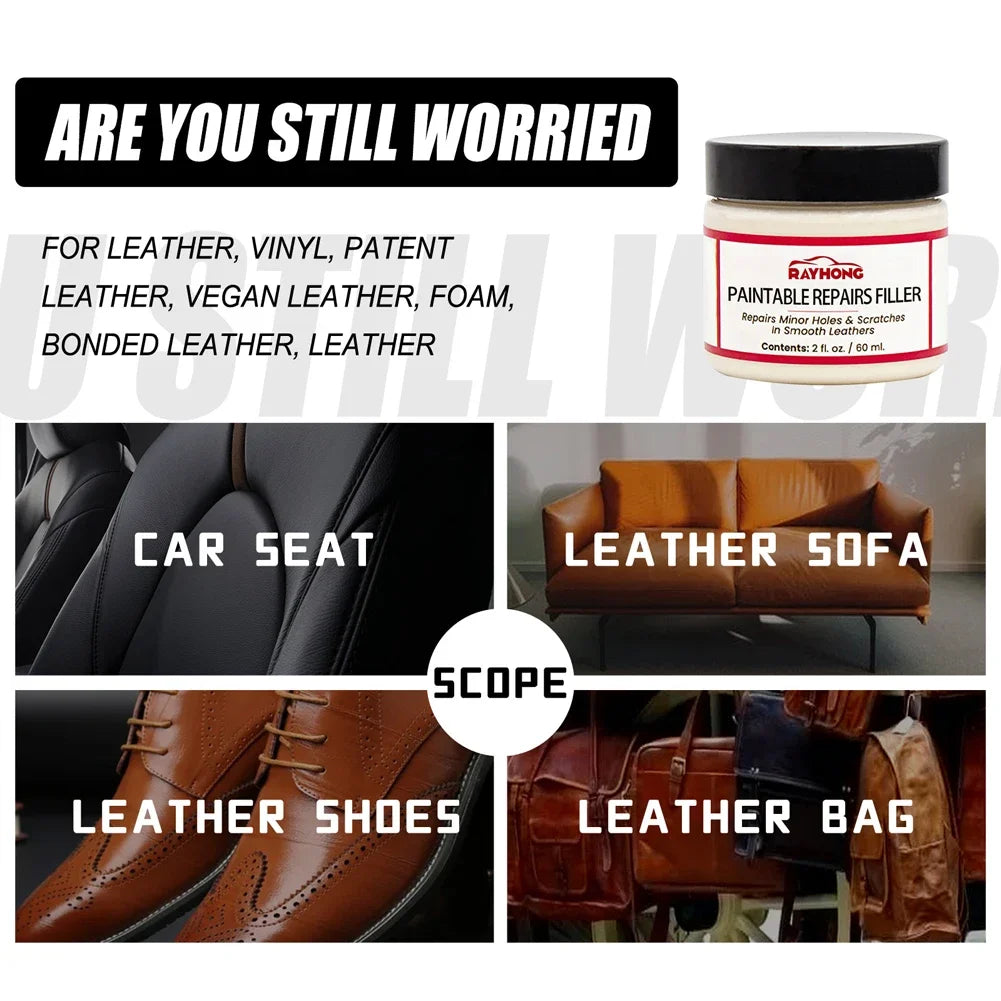 60ml Leather Filler Repair Compound Leather Restoration Cream Car Leather Conditioner Cleaner Auto Leather Repair Cream