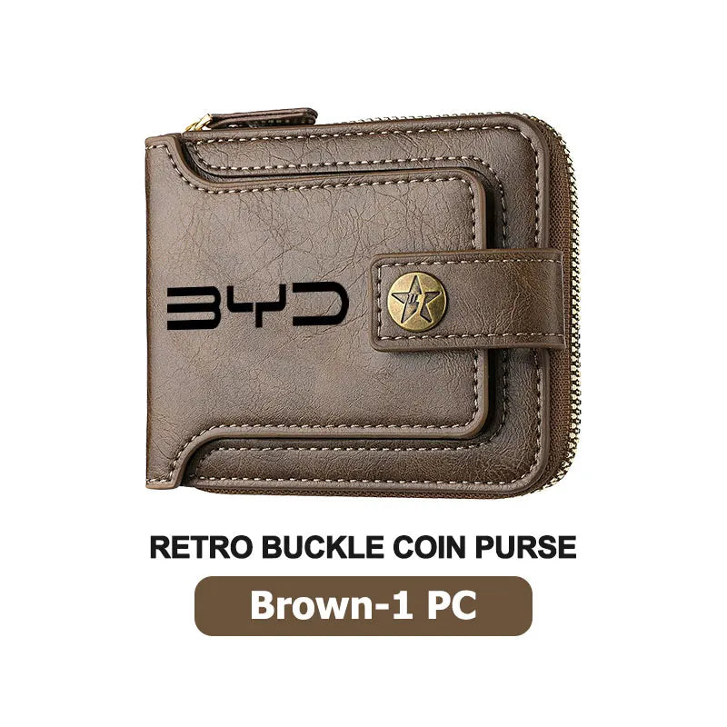 For BYD Leather Car Men Wallet Credit Card Holder Wallets With Zipper M6 G3 G5 T3 F3 I3 F0 F6 S6 S8 E5 E6 G6 L3 S7 G7