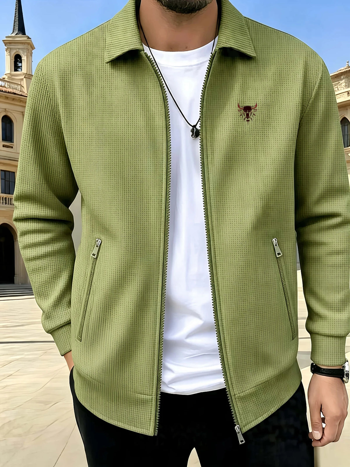 New stylish printed jackets for men, made of comfortable waffle fabric, ideal for daily leisure and work wear