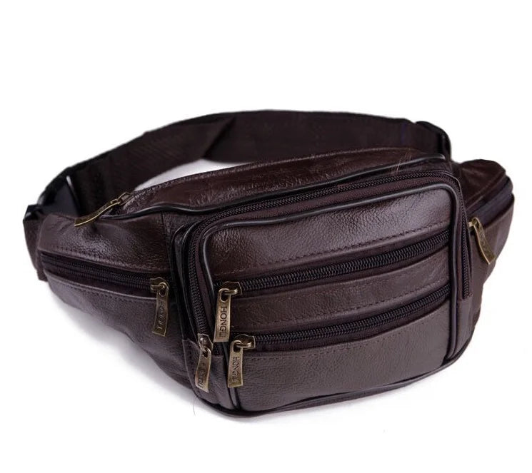 Men's Leather Multi-functional Waterproof Waist Bag - Mobile Phone Wallet Business Cashier Smaller Size