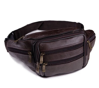 Men's Leather Multi-functional Waterproof Waist Bag - Mobile Phone Wallet Business Cashier Smaller Size