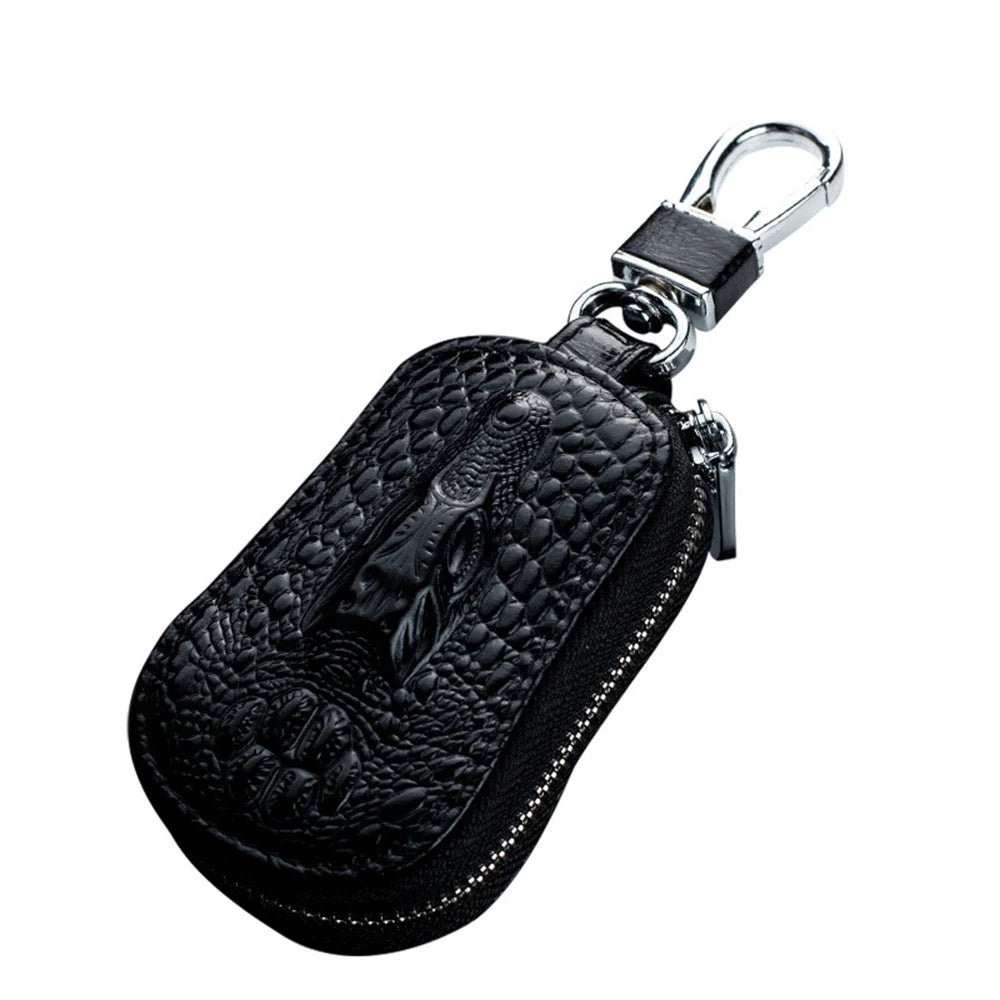 Leather Car Key Case Fashion Mini Men'S Key Wallet Pocket Key Holder Organizer Pouch Keys Organizer Large Capacity Zipper Bag