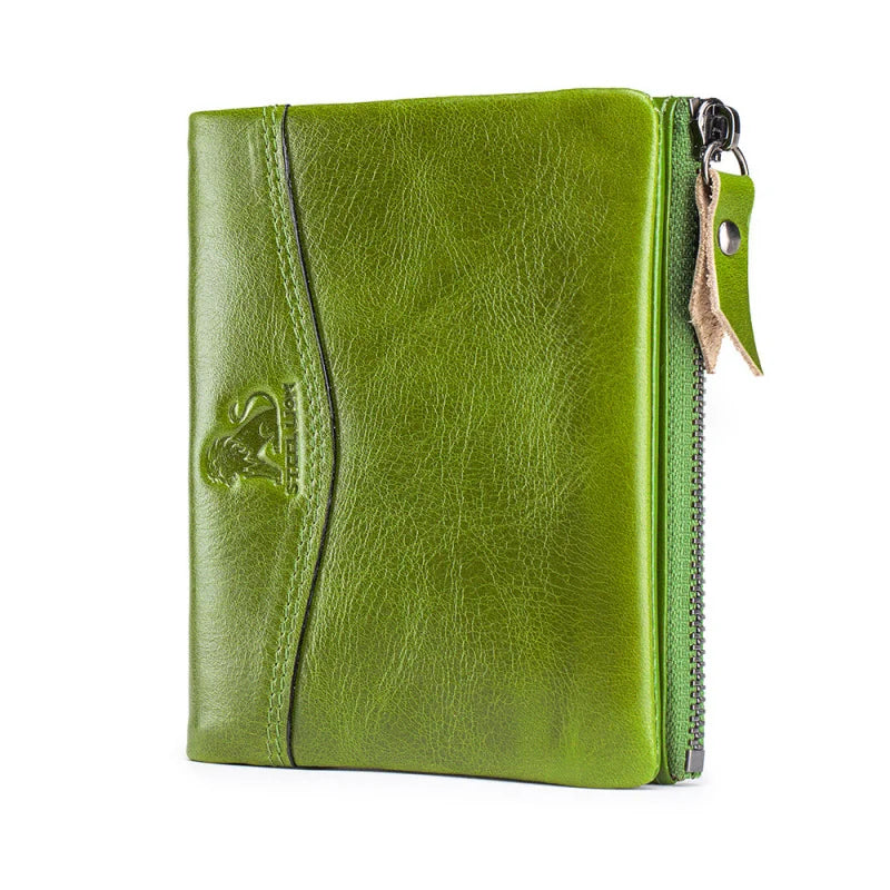 New Cow Leather Men's Wallet RFID Short Card Holder Male Vintage Purse For Men