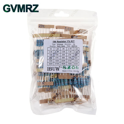 1/4W 1/2W 1W 2W 3W Resistance Set 1% Metal Film Resistor Assortment Kit 1K~820K 0.1R~750R 10K