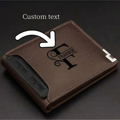 Personalized Leather Wallet for Men – Custom Engraved Name or Monogram –   Bifold Wallet – Custom Gift for Dad,