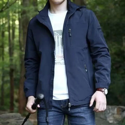 Men Outdoor Windproof Hiking Jackets Spring Autumn Thin Casual Jackets New Men Hooded Mesh Coats Quality Male Fit Windbreaker