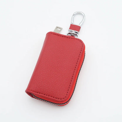 Men Key Holder Housekeeper PU Leather Car Key Wallet Keys Organizer Women Keychain Cover Zipper Key Case Bag Unisex Pouch Purse