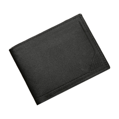 Men's Slim Wallet Short Horizontal Design Multiple Card Slots Large Capacity Soft Leather Business Money Clip