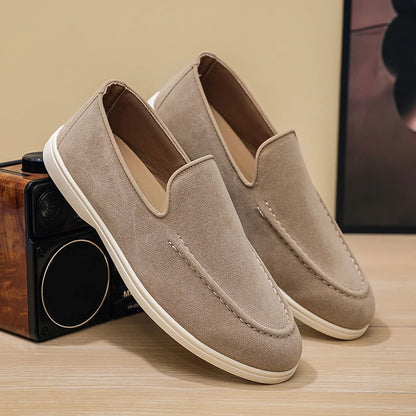 Men's Suede Leather Comfort Loafers, Flat Casual Slip-on Shoes, Fashion Suede Flats, Classic Round Toe Soft Leather Loafers 2026