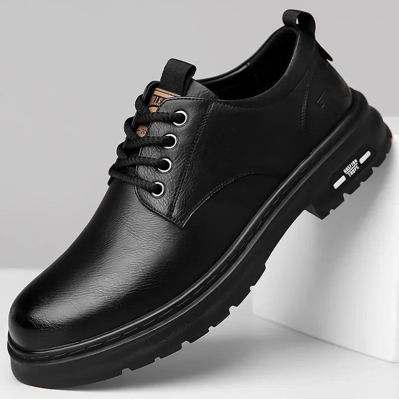 Men's Casual Leather Shoes Designer Trendy All-match Platform Shoes  Men's Business Breathable Leather Shoes Zapatos De Hombre