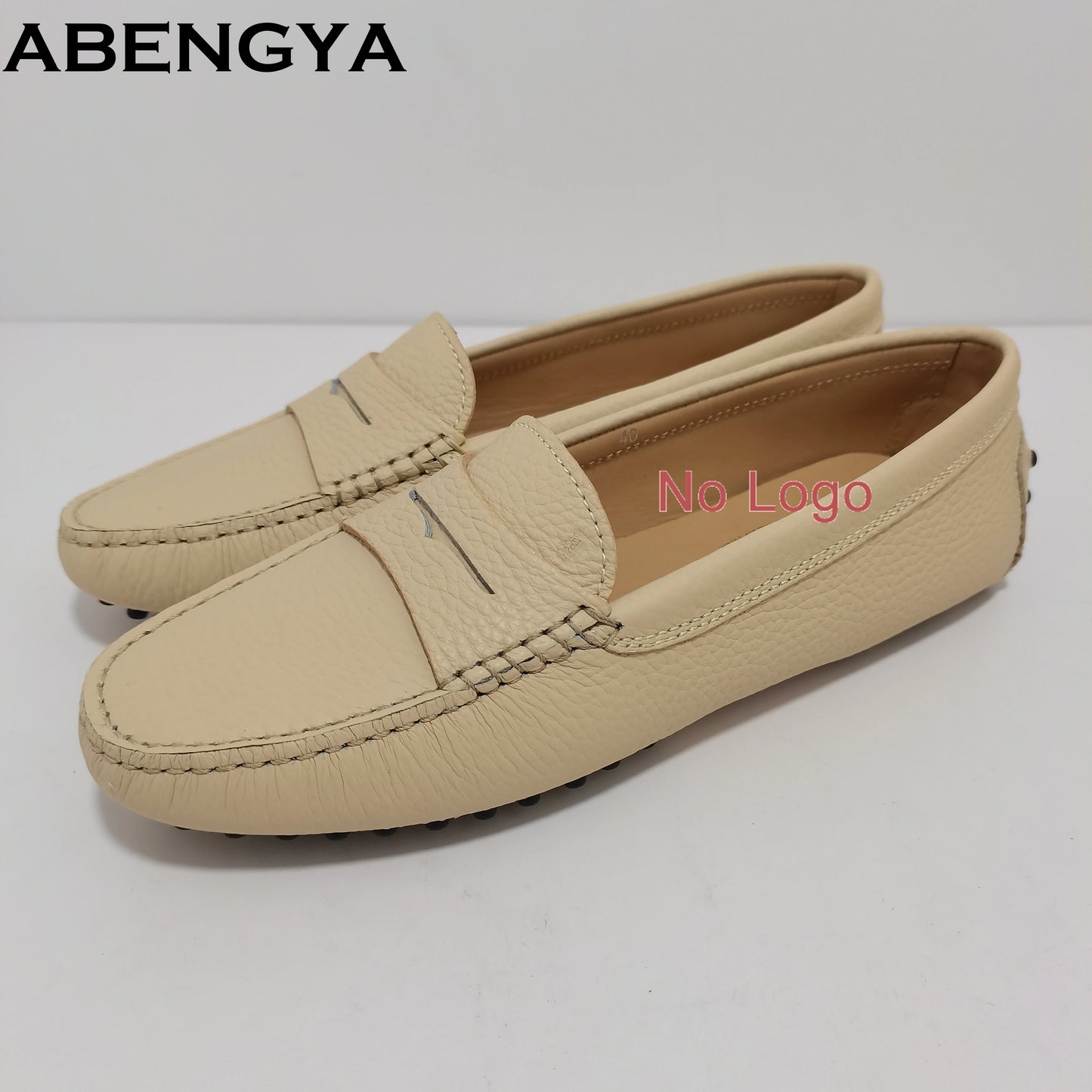 ABENGYA Real Leather Loafers Flat Shoes Women Slip On Ladies Casual Single Shoes Ballet Flats Shoes For Women Mules
