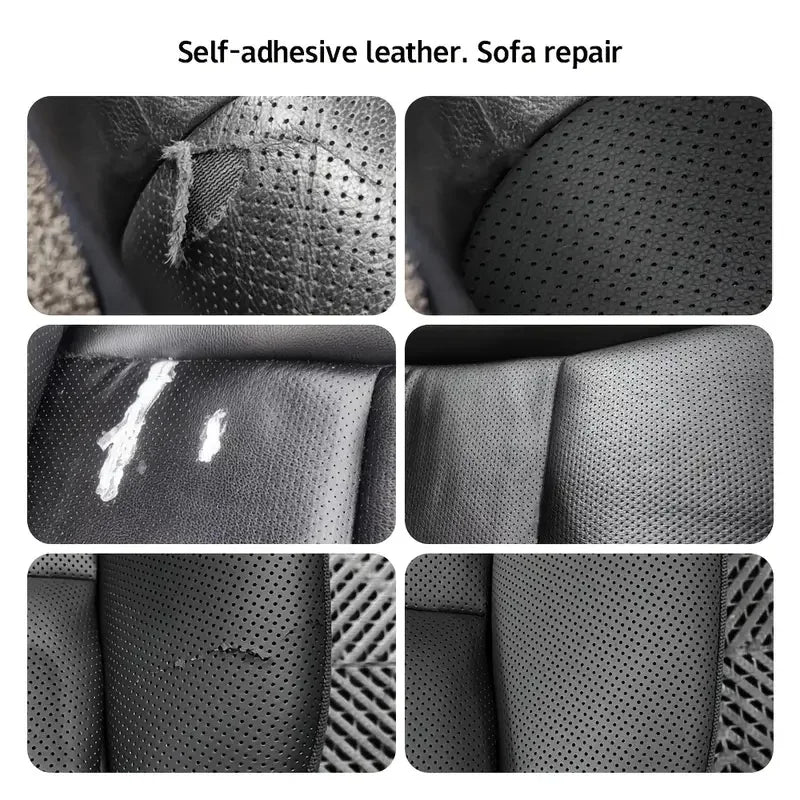Repair Patch Breathable Perforated Synthetic Leather Tape with Adhesive Backing for Sofa Car Seat Wallets Cuttable Renovation