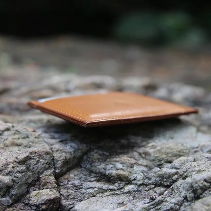 Leather Card Holder Men Minimalist Wallet Vegetable Tanned Leather Case For Cards Custom Gift Dropship