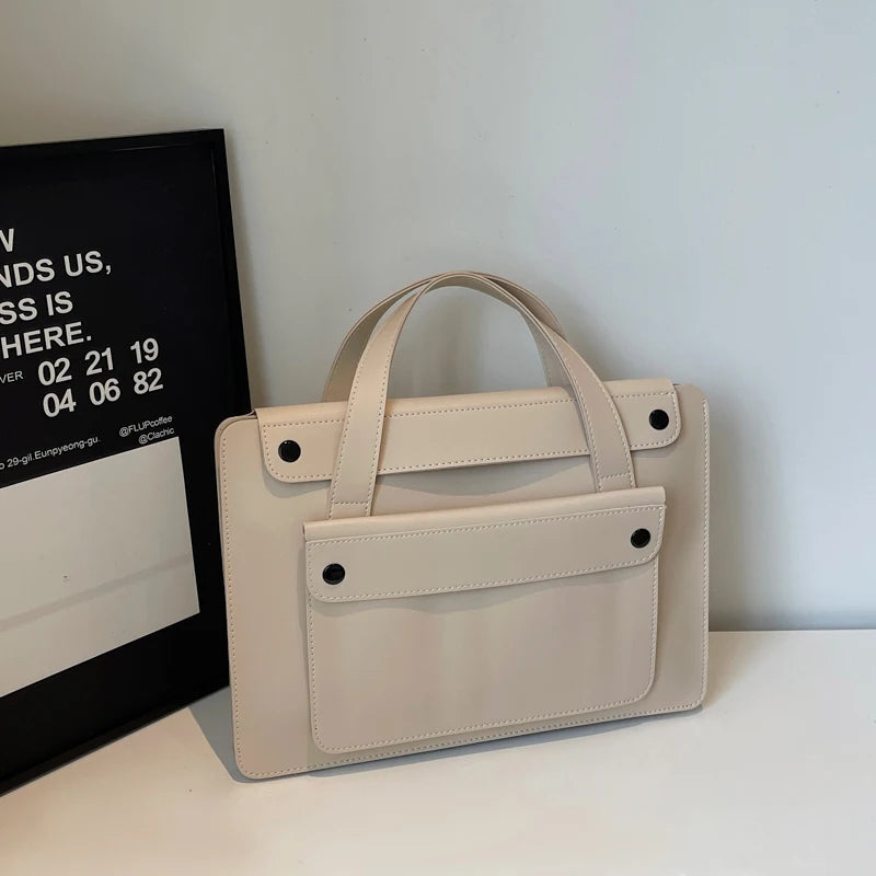 Portable Laptop Bag Size 14.2inch X 9.8inch Fashion iPad Air Bag Solid Pu Leather Handbag Women Computer Briefcase Bag Brown