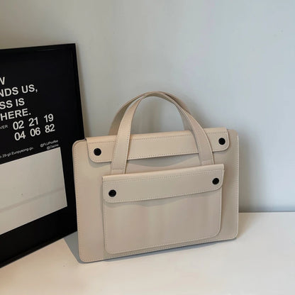 Portable Laptop Bag Size 14.2inch X 9.8inch Fashion iPad Air Bag Solid Pu Leather Handbag Women Computer Briefcase Bag Brown
