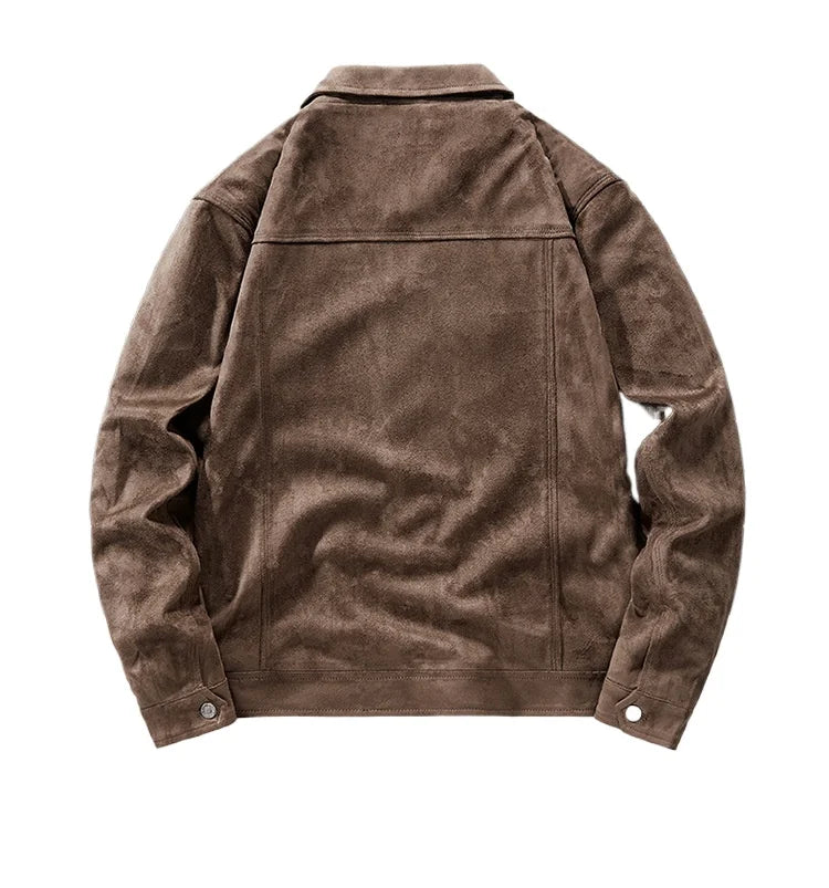 New Winter Men Fleece Warm Suede Leather Jackets Man Multi-pockets Casual Leather Coats Quality Male Fashion Down Jackets Size 4