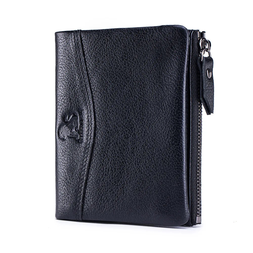 New Cow Leather Men's Wallet RFID Short Card Holder Male Vintage Purse For Men