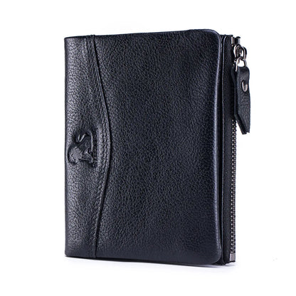 New Cow Leather Men's Wallet RFID Short Card Holder Male Vintage Purse For Men