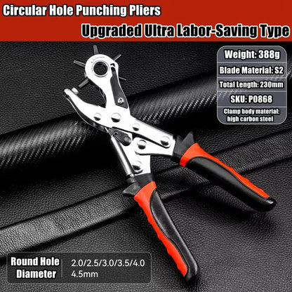 Leather Hole Punch Pliers Tools Multifunctional StainlessSteel Belt Hole Punching Tool Heavy Duty Eyelet Puncher Crafts Tool