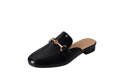 Genuine leather shoes women  mules slipper Cover Toe Elegant Slippers  summer Simple Casual Loafers