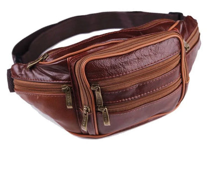 Men's Leather Multi-functional Waterproof Waist Bag - Mobile Phone Wallet Business Cashier Smaller Size