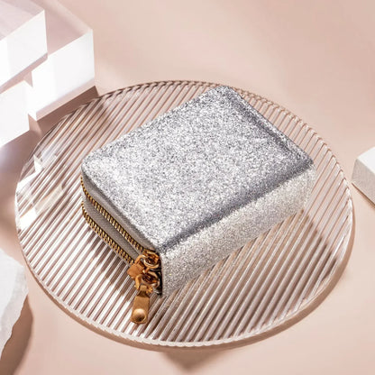 Leather Wallets Women Glitter Sequin Wallets Fashion New Money Bag Coin Purses Solid Color Credit Multi-card Card Holder Bags