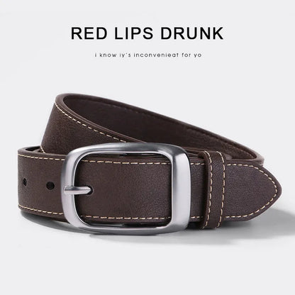 Simple MEN'S Metal Belt Pin Buckle PU Leather Jean Belt Casual High Quality Belt for Men Pants