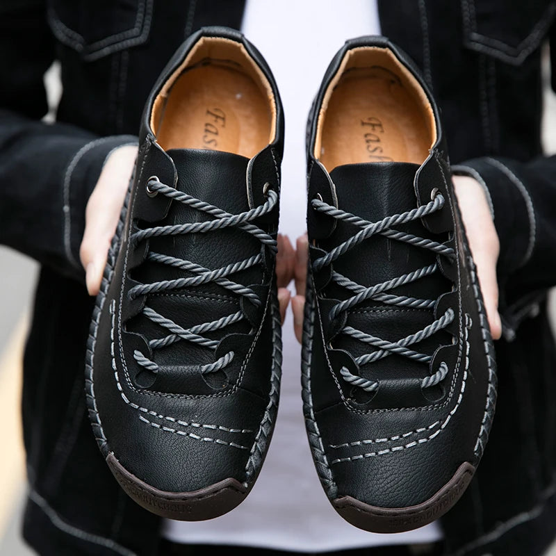 New Men Leather Casual Shoes Outdoor Comfortable High Quality Fashion Soft Homme Classic Ankle Non-slip Flats Moccasin Trend