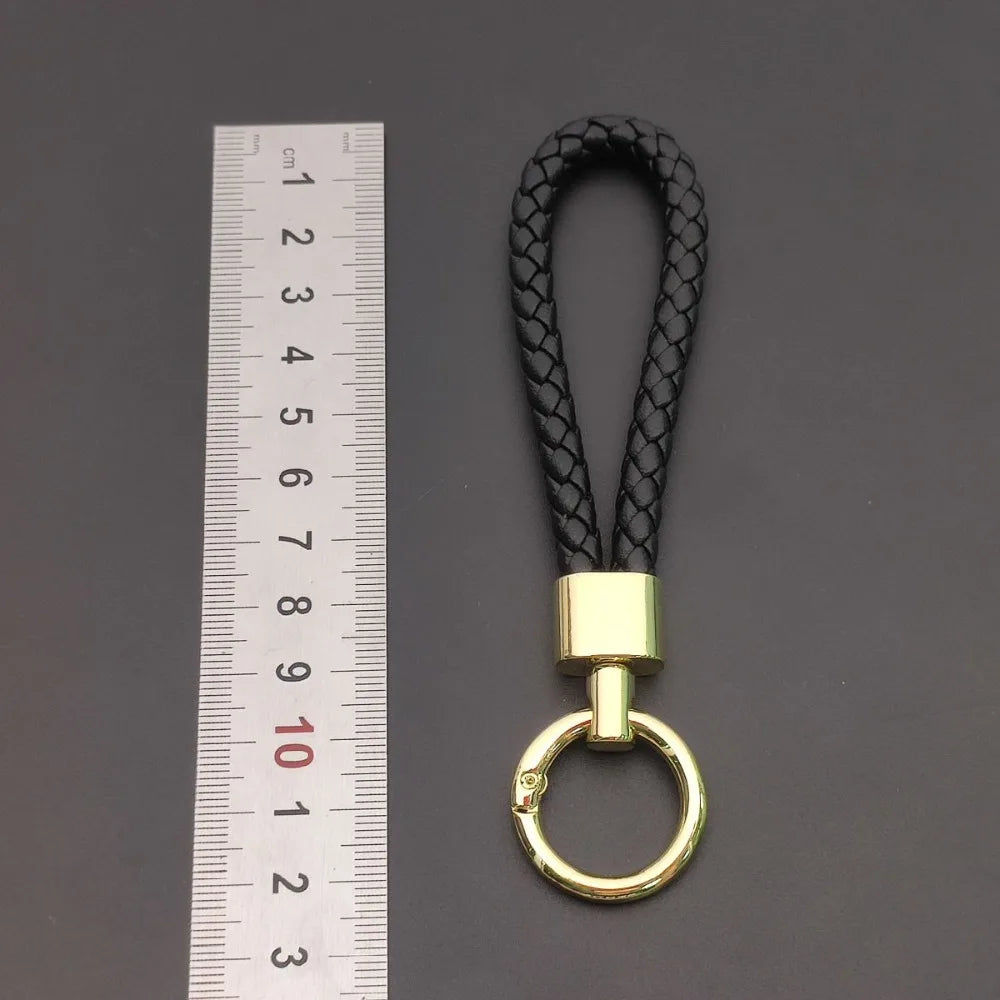 Creative Leather Woven Keychain  Backpack Accessories Couple Pendant Gift Man Lady Metal Keying Neutral Personalized Fashion